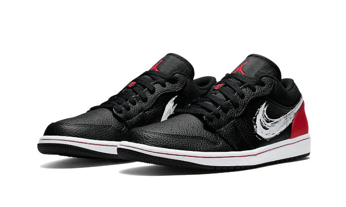 Alternative view of Air Jordan 1 Low Brushstroke Swoosh Black 2