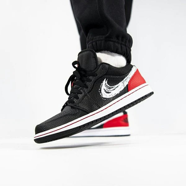 Air Jordan 1 Low Brushstroke Swoosh Black - Image 5