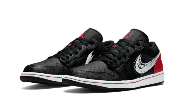Alternative view of Air Jordan 1 Low Brushstroke Swoosh Black