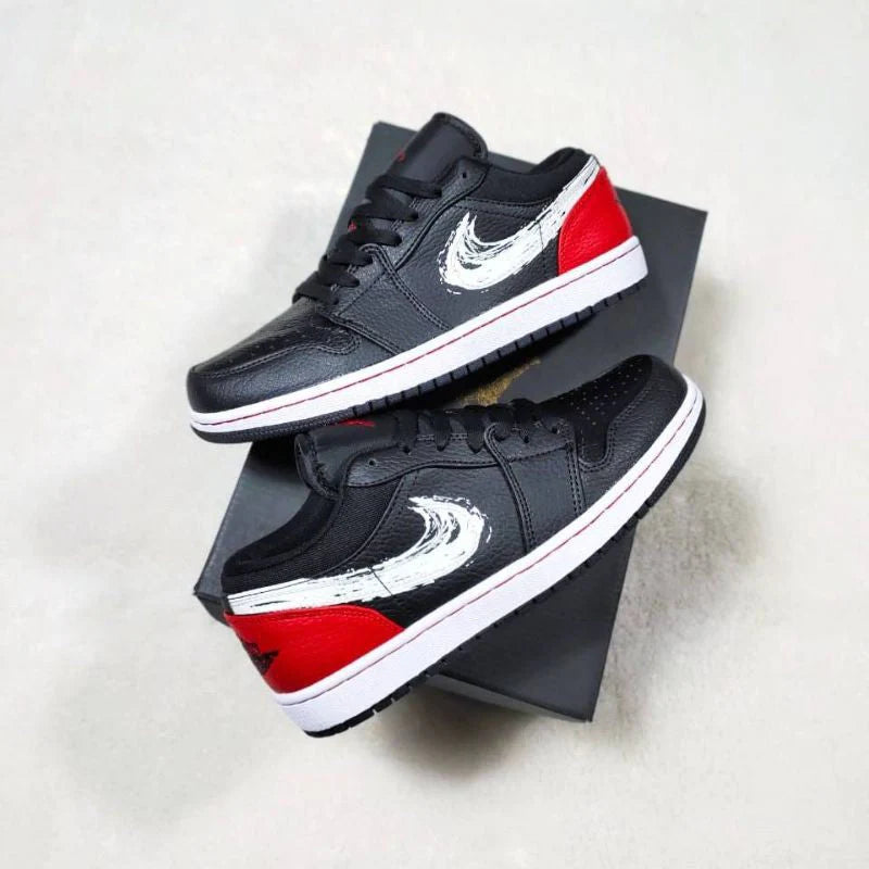 Air Jordan 1 Low Brushstroke Swoosh Black - Image 4