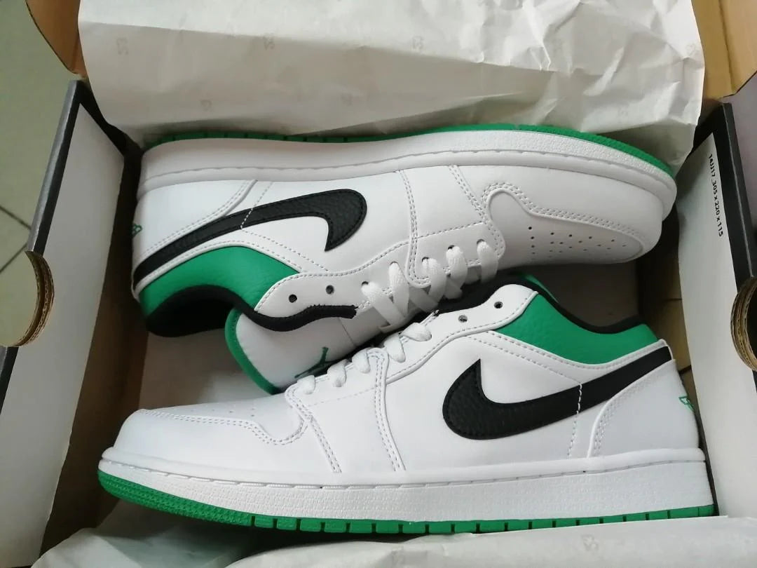 Air Jordan 1 Low White Lucky Green Black - Image 4
