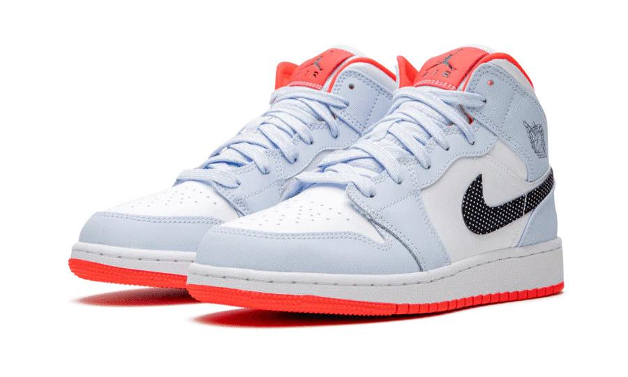 Alternative view of Air Jordan 1 Mid Half Blue Polka Dot Swoosh