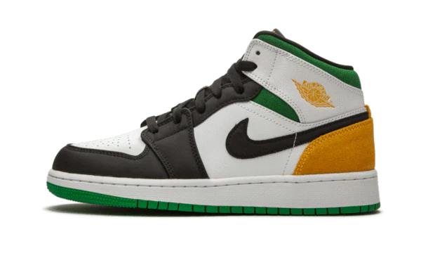 Air Jordan 1 Mid Se White Laser Orange Lucky Green