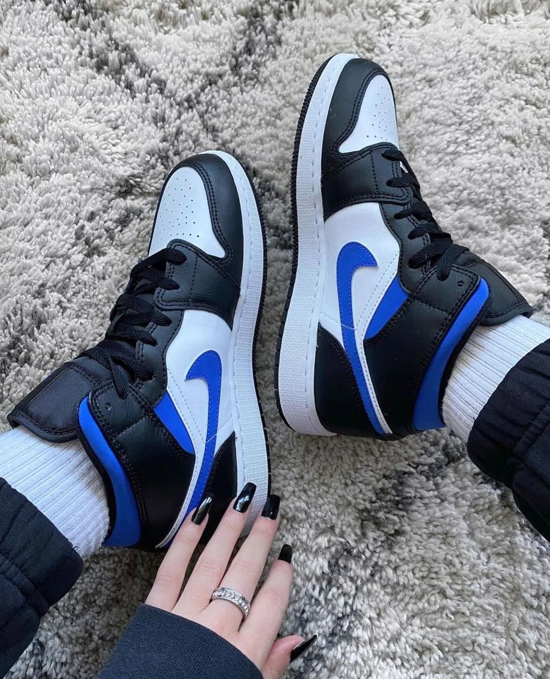 Air Jordan 1 Mid White Black Royal - Image 6