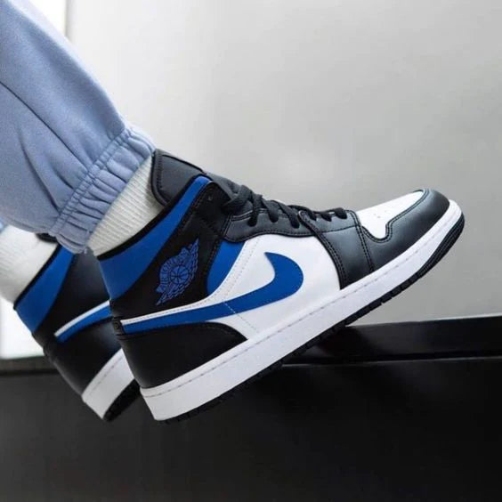 Air Jordan 1 Mid White Black Royal - Image 4