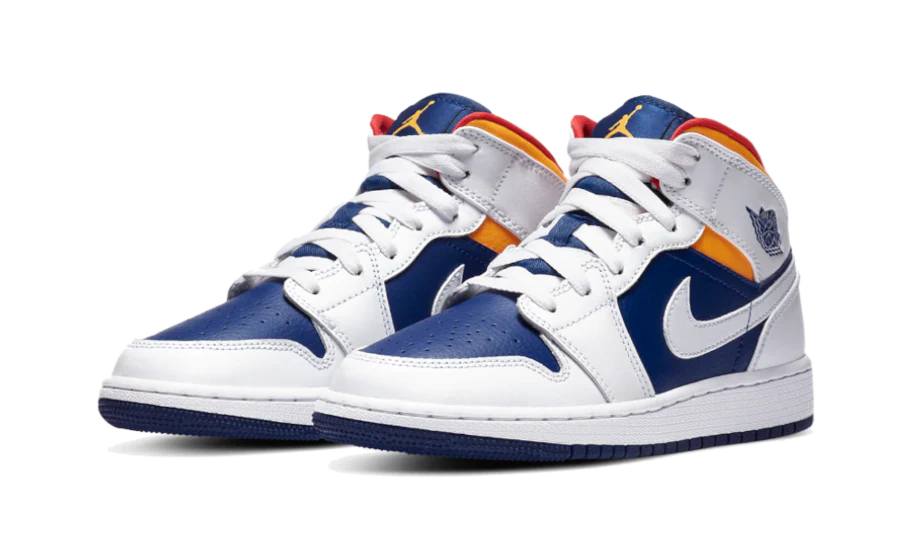 Alternative view of Air Jordan 1 Mid White Laser Orange Deep Royal Blue