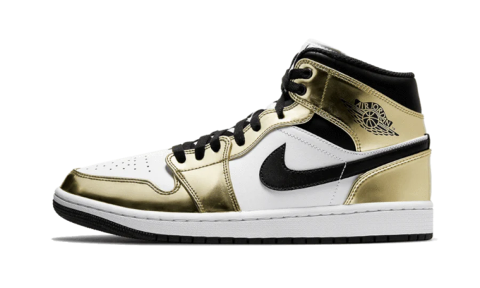 Air Jordan 1 Mid White Metallic Gold - Image 6