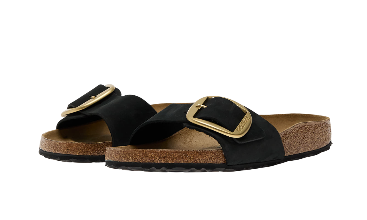 Birkenstock Madrid Big Buckle Nubuck Leather Black - Image 5