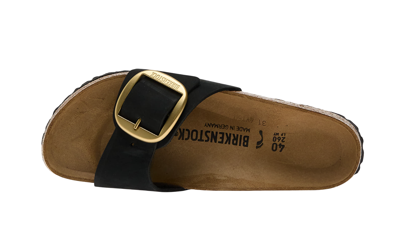 Birkenstock Madrid Big Buckle Nubuck Leather Black - Image 3