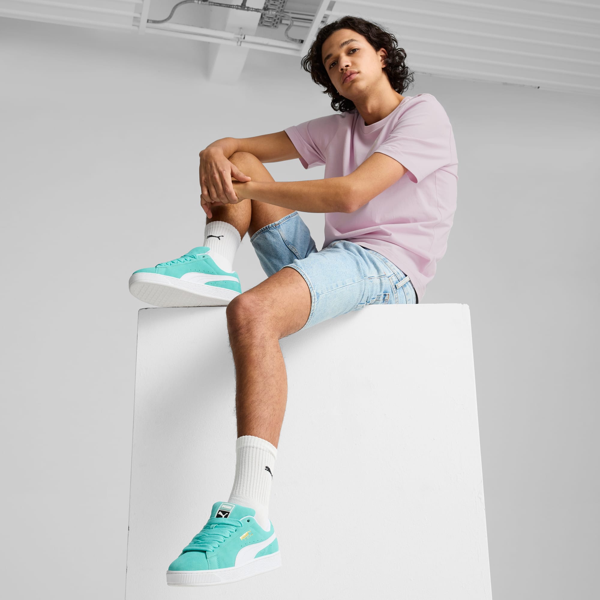 Suede Xl Sneakers Unisex Mint-White - Image 8